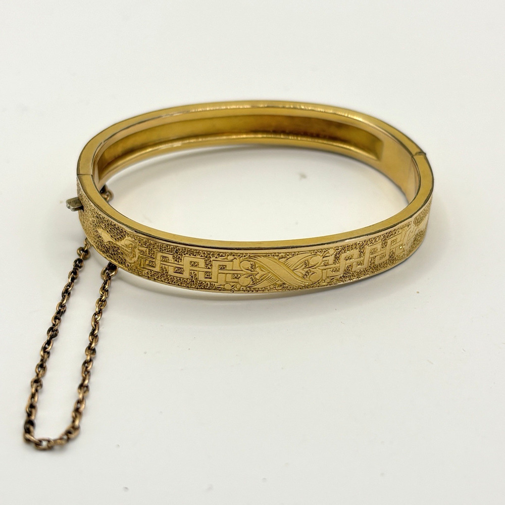 Antique H&B Bracelet Hinged Safety Chain Gold Filled PAT 1874 Henry Bourne